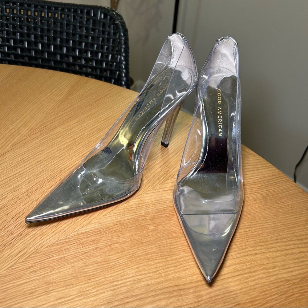 Good American Cinderella Clear Heels